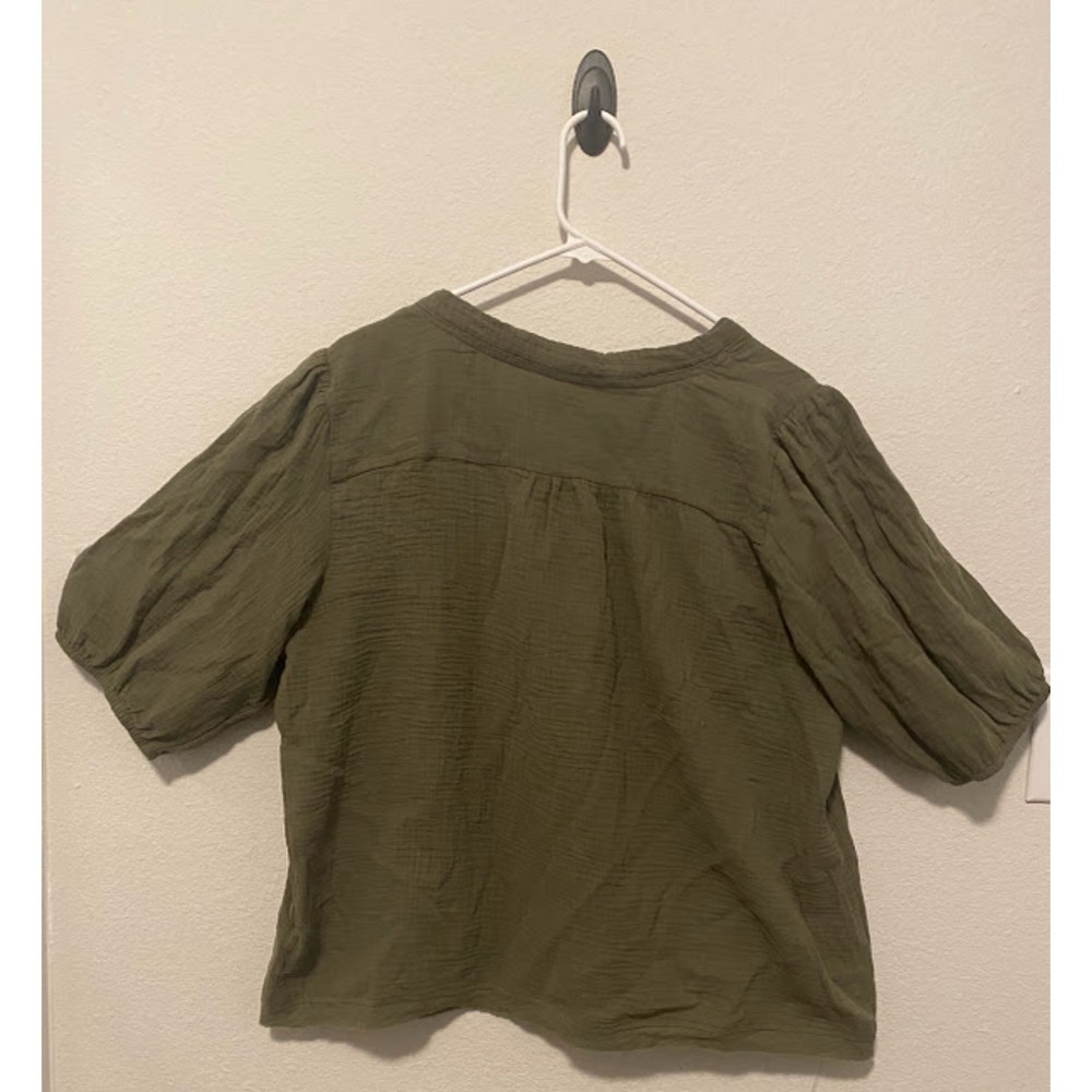 NWT Knox Rose Elbow Sleeve Gauze Olive Button Down Shirt XL - Picture 5 of 6